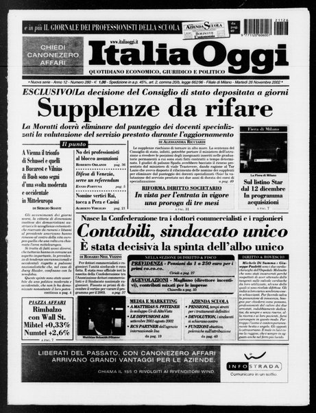 Italia oggi : quotidiano di economia finanza e politica